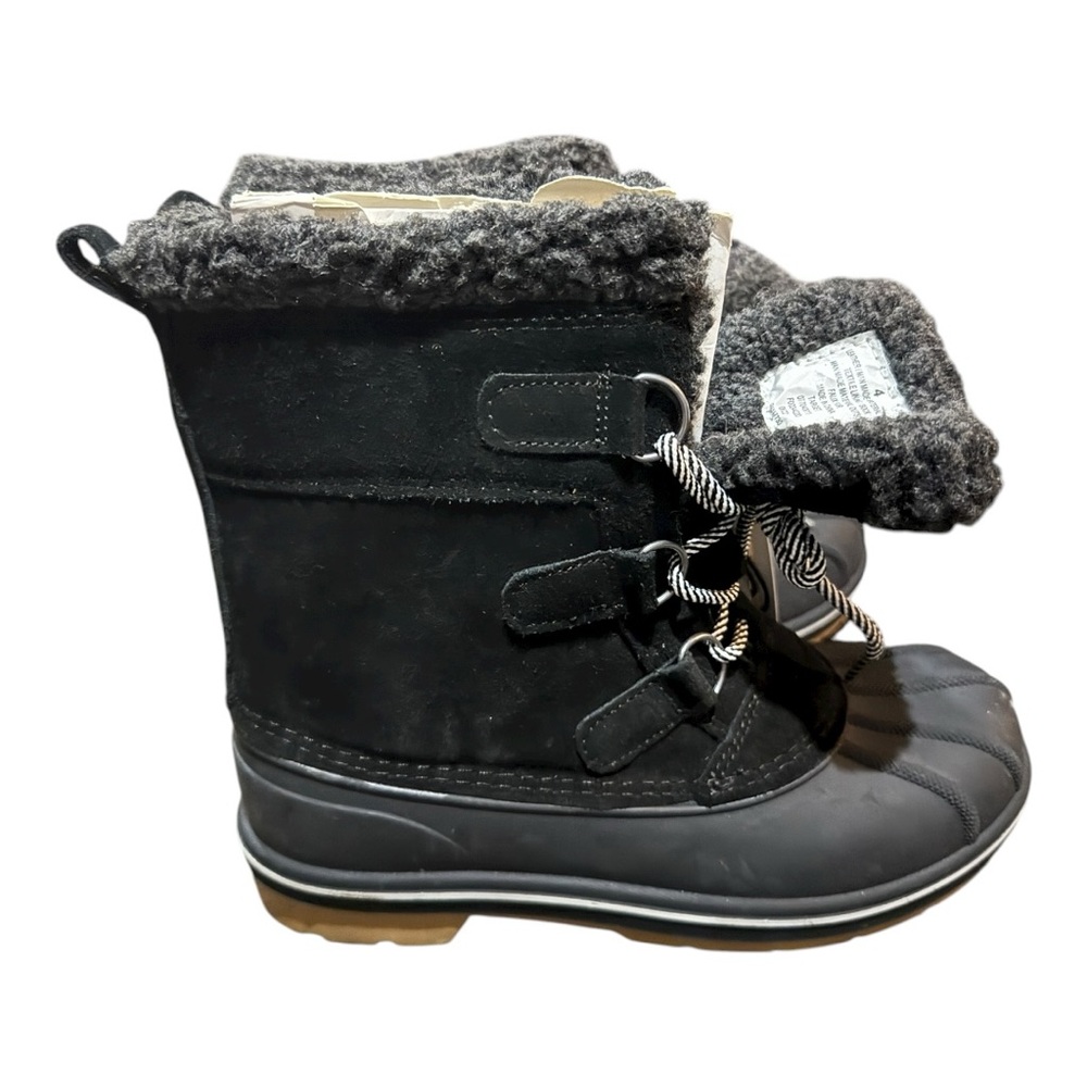 Cat & Jack Black Lined Boots Youth Size 4 - Picture 2 of 5